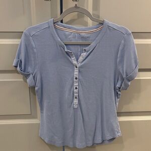 Pilcro Soft Sky Blue Short Sleeve Henley Tee